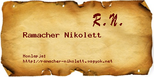Ramacher Nikolett névjegykártya